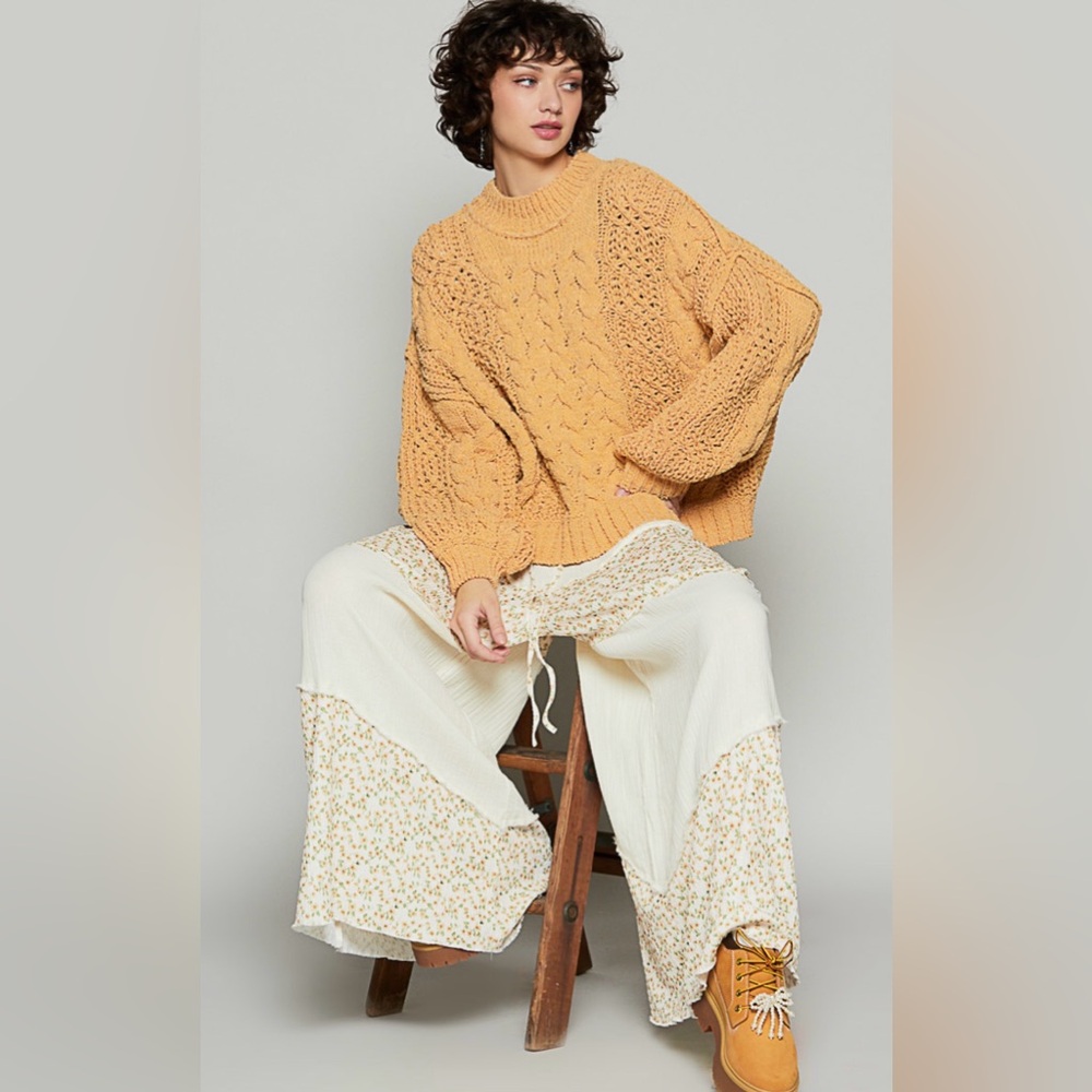 NEW! POL Cozy Cable Knit Sweater in Mustard - Picture 4 of 8